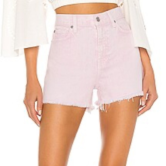 7 For All Mankind Pants - 7 For All Mankind Women's Light Pink Mid Rise Distressed Jean Shorts Size 23